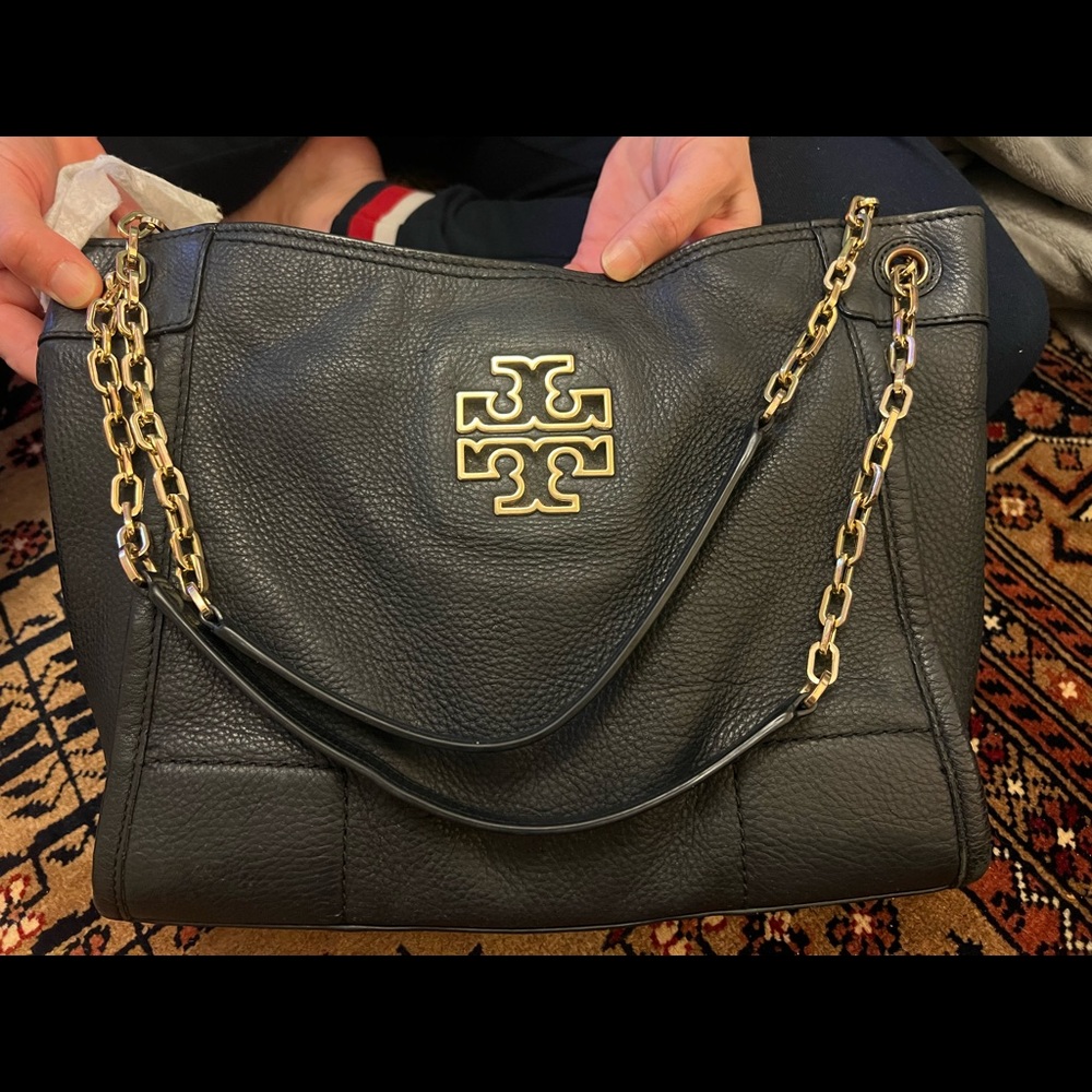 Tory Burch Black Leather Tote Bag